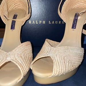 Polo Ralph Lauren Raffia Platform Pumps BRAND NEW IN THE BOX